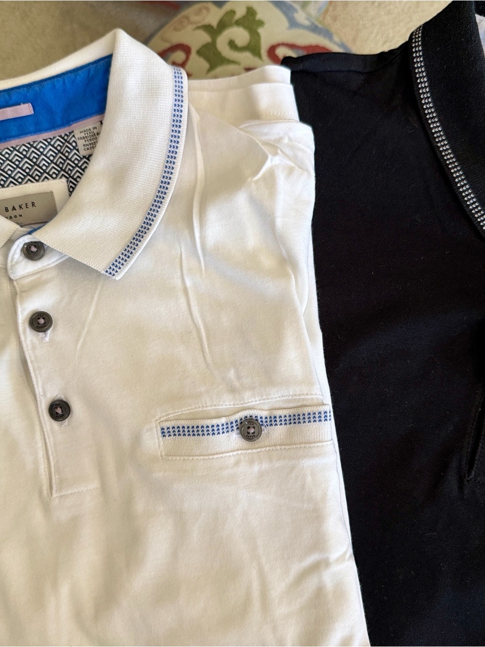 Like NEW Ted Baker LOT of 2: White Polo with Black Polo size 5 MENS